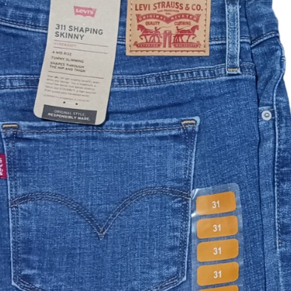 NWT 2 Pair of Levi’s 311 Hypersoft Shaping mid rise Skinny Jean Size 12 - 31/30 - Picture 5 of 5
